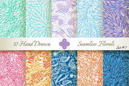 10 Ornate Seamless Florals. Set #7