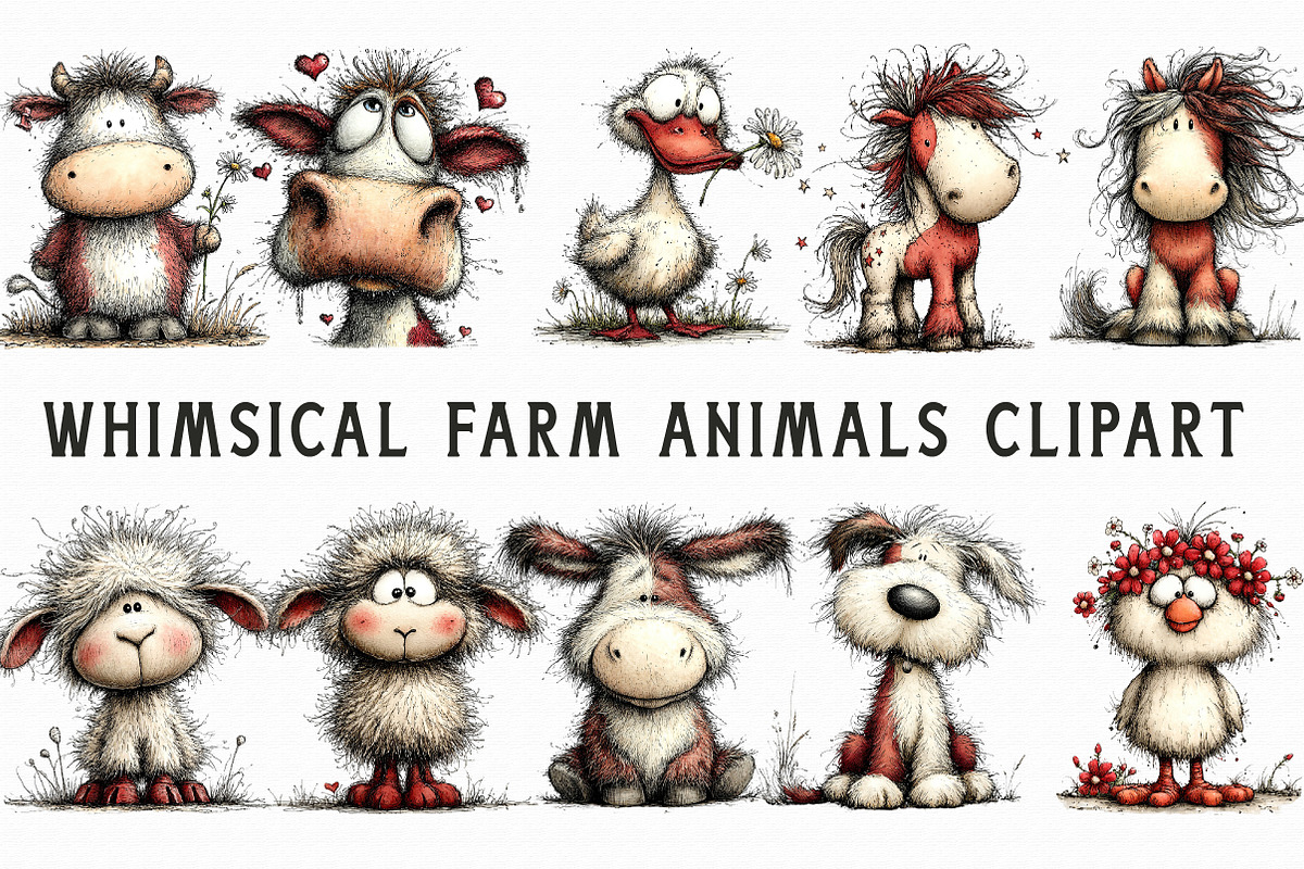 Whimsical Farm Animals Clipart, an Illustration by Libby Wishes (Photo 3 of 5)