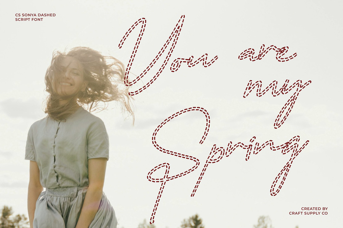 CS Sonya Dashed, a Script Font by Craft Supply Co. (Photo 6 of 8)