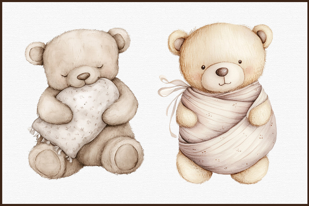 Watercolor Beige Teddy Bear Nursery, an Illustration by Sublimation Artist (Photo 3 of 6)
