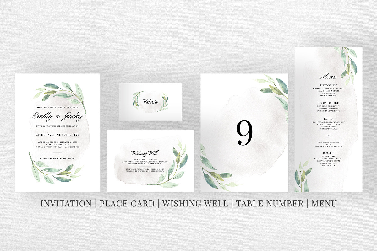 Modern Foliage Wedding Suite, an Invitation Template by Azka Creative (Photo 5 of 5)