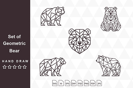Set of Bear Abstract Geometric