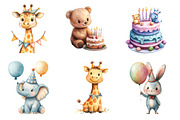Birthday Baby Animal Clipart, Birthd, an Illustration by CreationArt (Thumbnail 4 of 5)