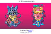 16 Cyberpunk Characters, a Technology Illustration by Andrew_Derr (Thumbnail 1 of 8)