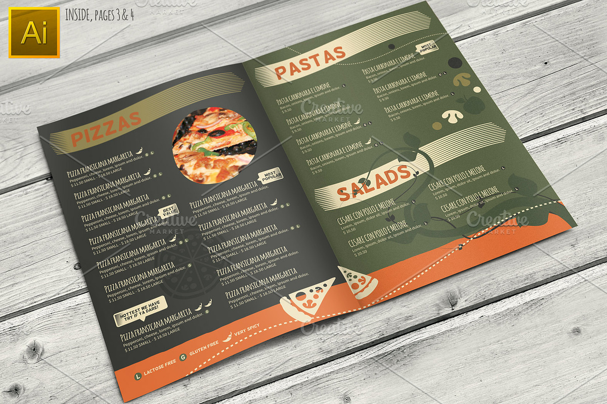 Pizzeria Restaurant Menu, a Brochure Template by Mikko Lemola (Photo 1 of 4)