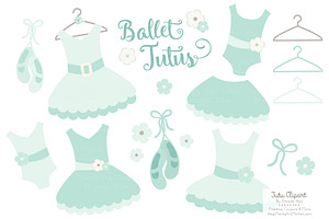 Mint Ballet Tutus Clipart, an Illustration by Amanda Ilkov