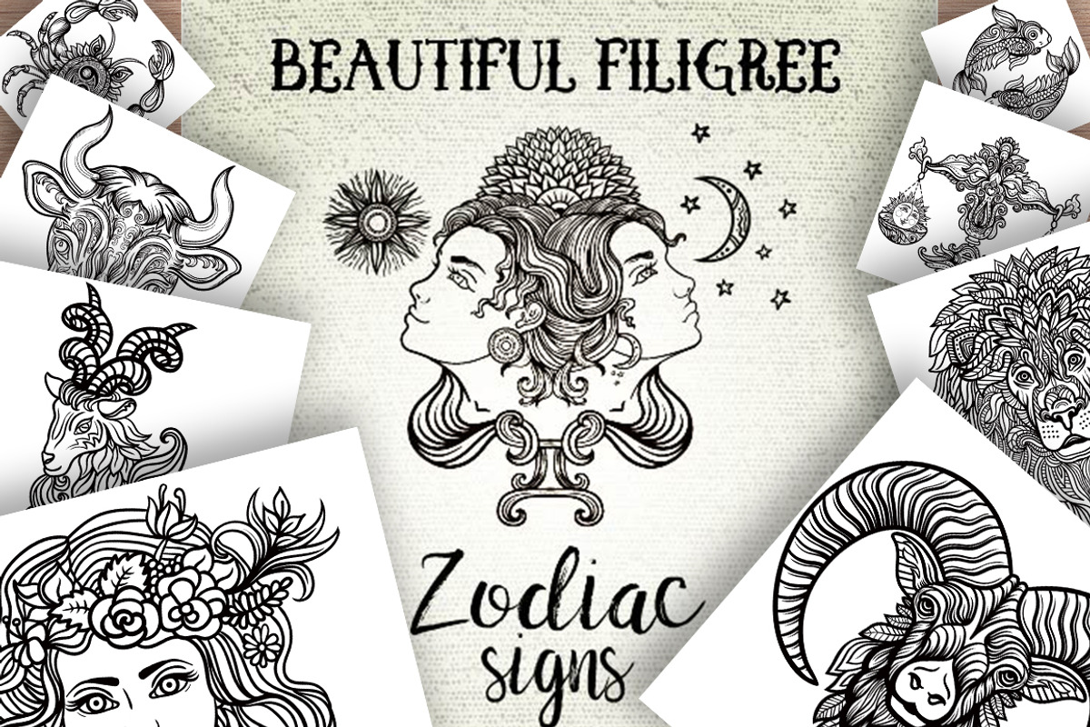 Set of beautiful zodiac signs, an Animal Illustration by shik-shik (Photo 1 of 7)