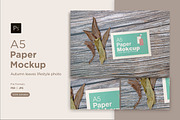 A5 Paper Mockups with autumn themes, a Print Template by shahsoft (Thumbnail 1 of 3)