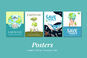World Earth Day Watercolor, a Seasonal Illustration by CreativeValuation (Thumbnail 5 of 12)