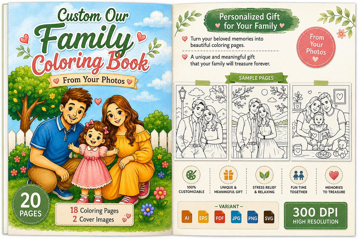 Custom Our Family Coloring Book, an Education Illustration by Design Zone (Photo 2 of 5)
