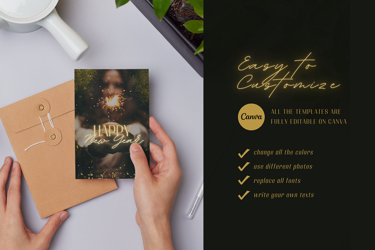 New Year GREETING CARD CANVA TEMPLAT, a Card Template by The Little Lily Studio (Photo 5 of 5)