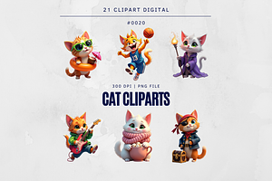 20 Cat Clipart Design Digital