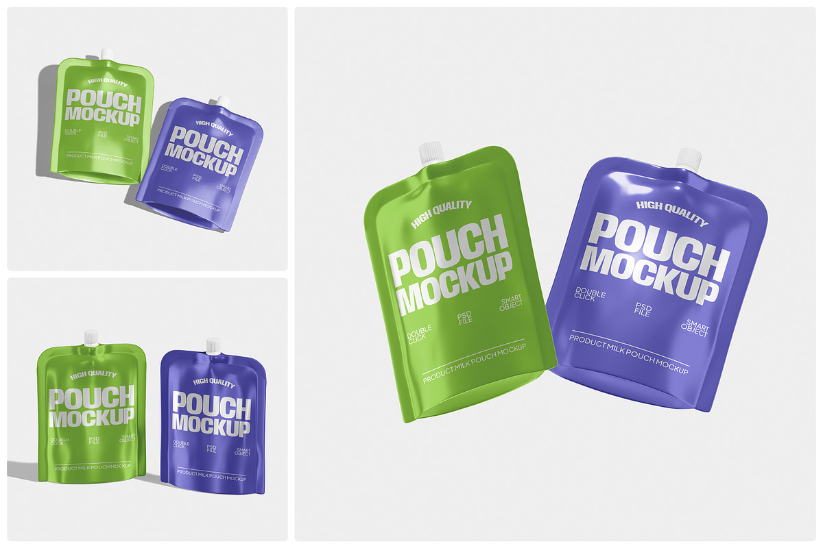 Milk Pouch Mockup, a Packaging Mockup by Unerispace (Photo 1 of 5)