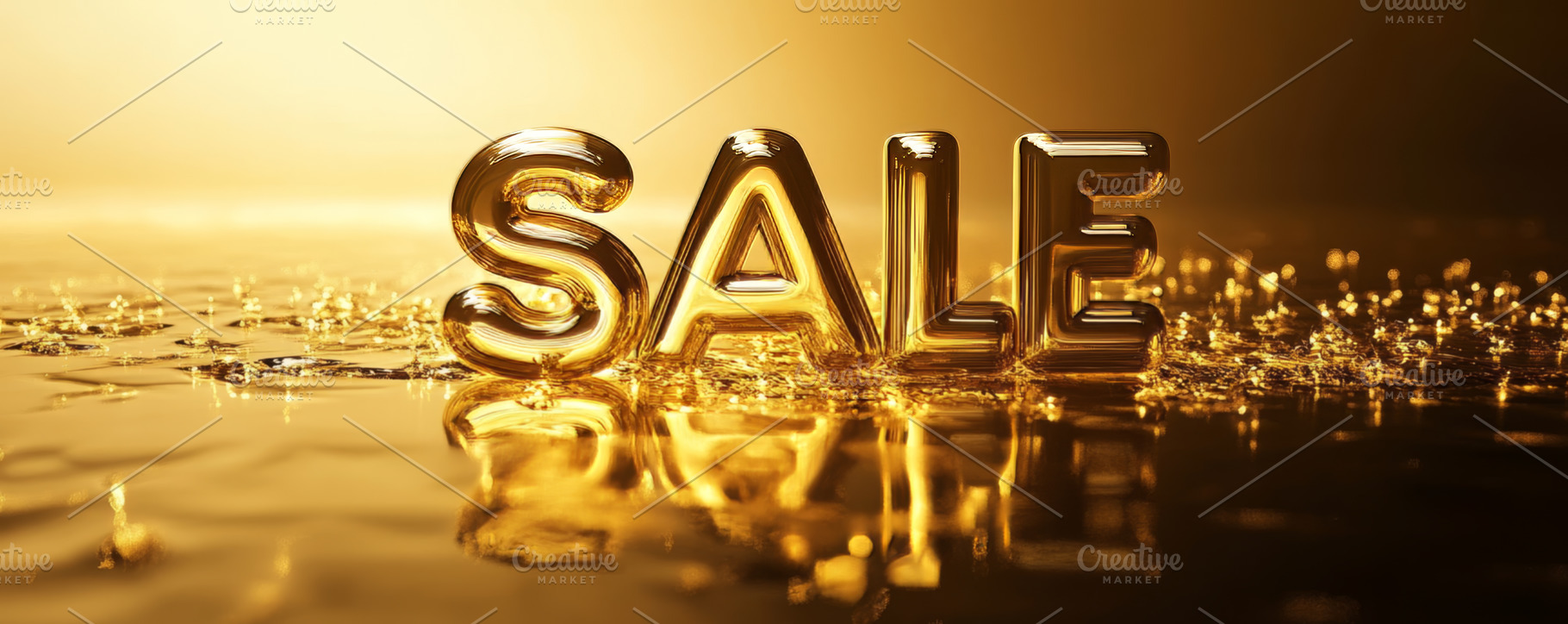 Golden Sale Banner with Glossy Liquid Effect, an Abstract Photo by Natalia Klenova's Shop