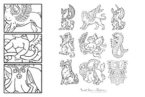 Set Of Heraldic Monsters