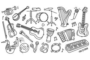 Musical instrument sketch set, an Illustration by winwin.art