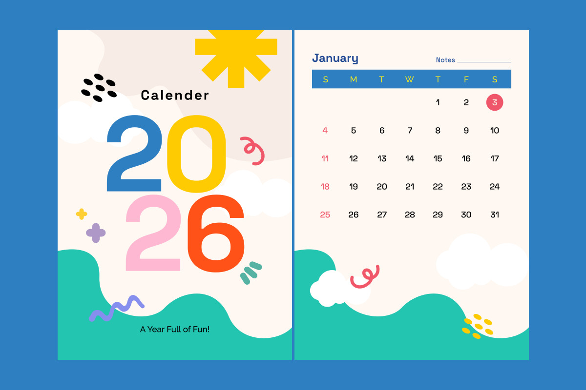 Kids Activity Wall Calendar 2026, a Stationery Template by twinstd (Photo 3 of 3)