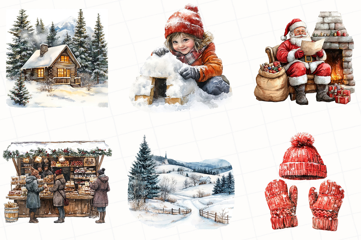 Christmas Scene Clipart, an Illustration by OK Design (Photo 5 of 5)