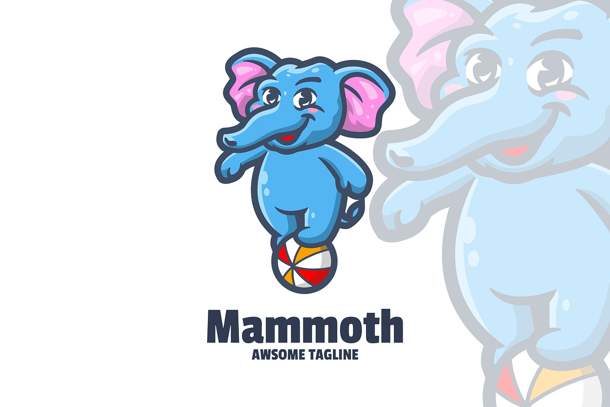 Mammoth Ball Mascot Cartoon Logo Des, a Branding & Logo Template by VectorCraft