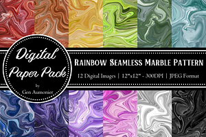 Rainbow Marbled Paint Pattern Set