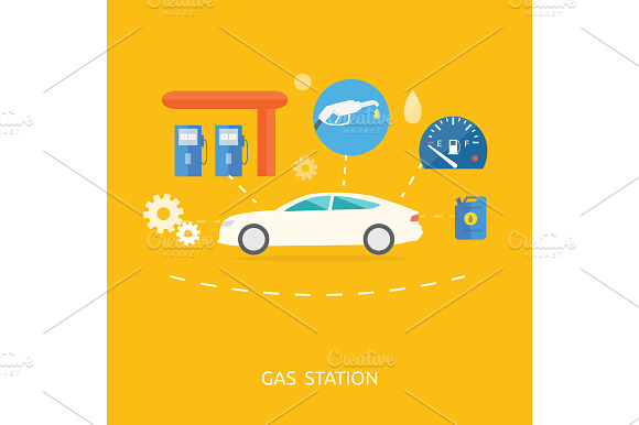 Car In Gas Station. Fuel Petrol