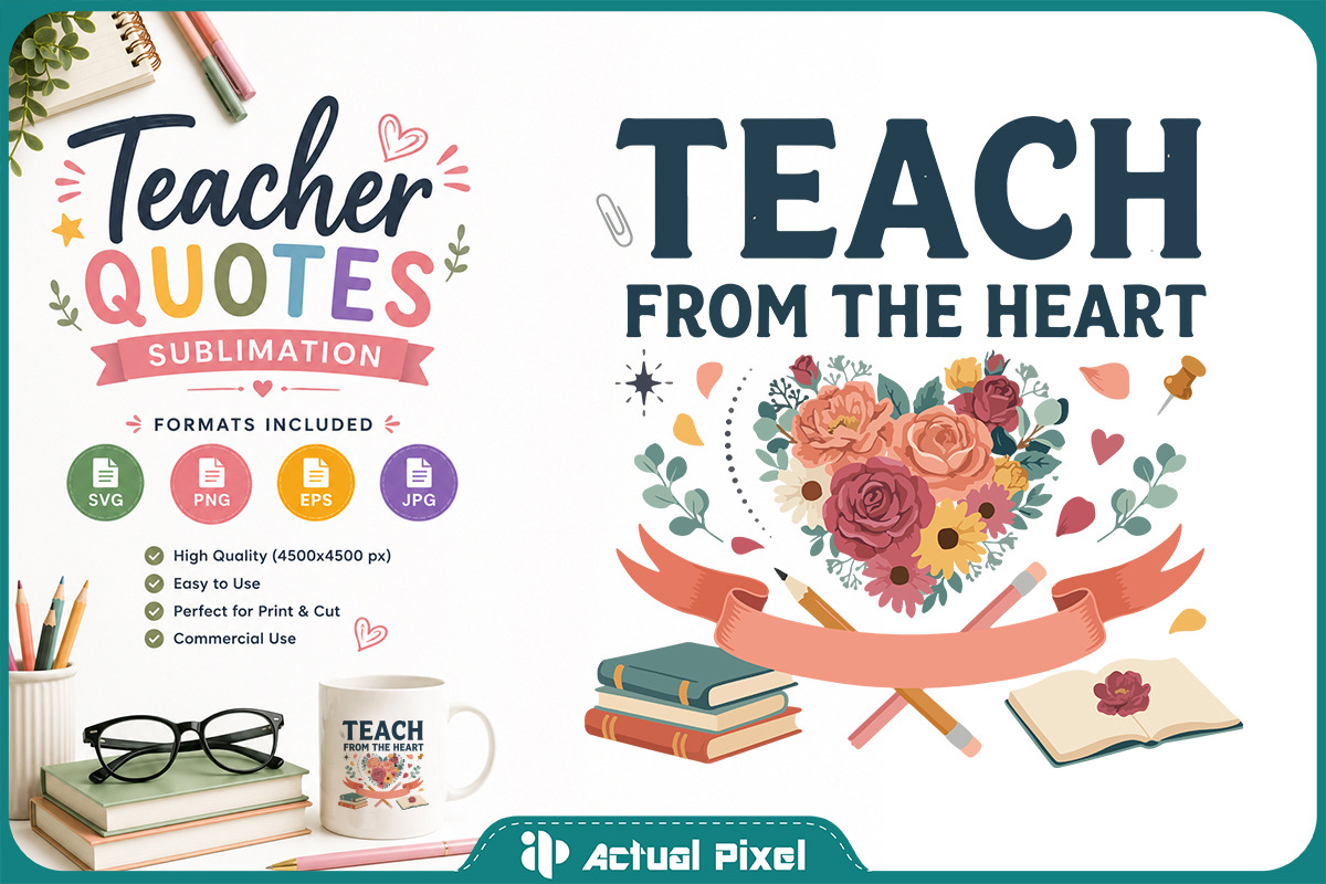 Teacher Quotes Sublimation Bundle, an Education Illustration by Actual Pixel (Photo 8 of 18)