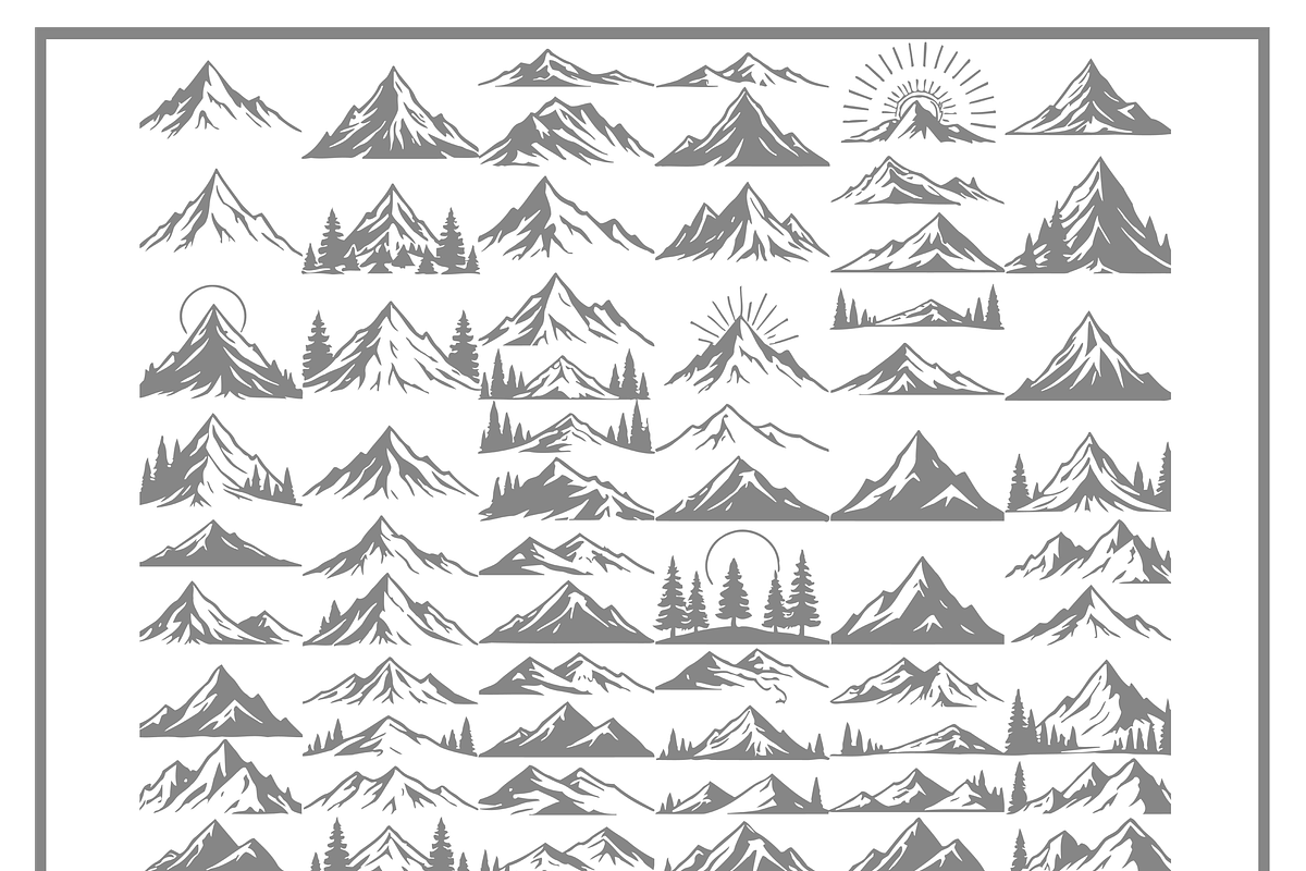 Mountain Landscape Vector Set, a Texture Illustration by CarWrap design (Photo 1 of 3)