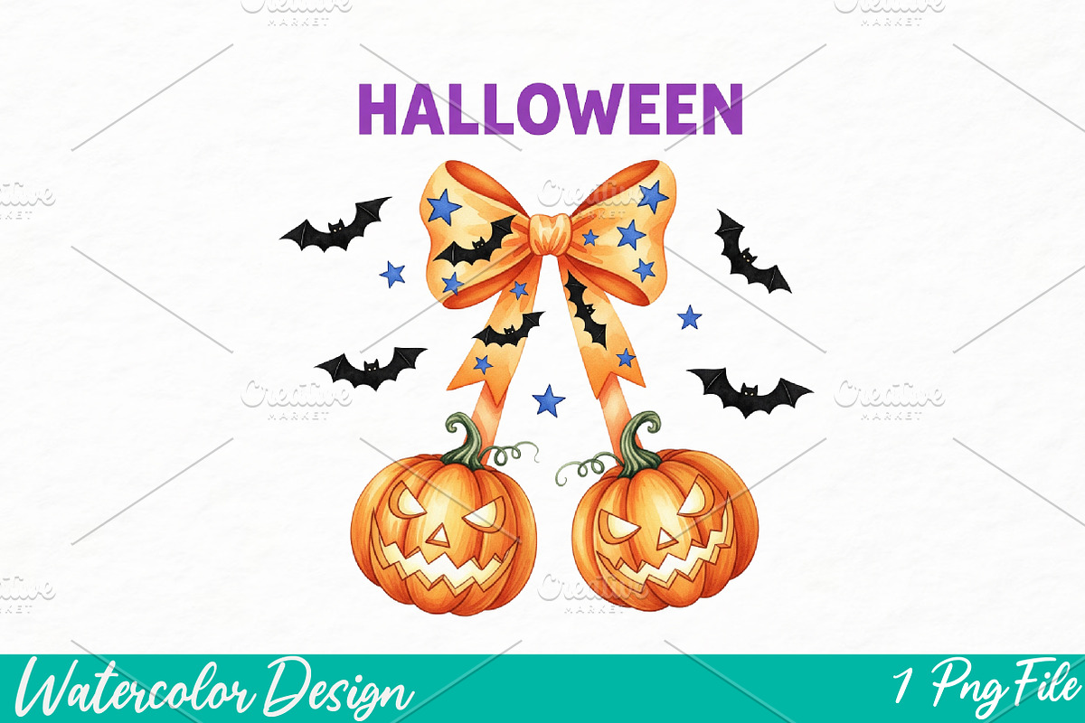 Halloween Pumpkin Cherries, an Illustration by Watercolor design (Photo 1 of 3)