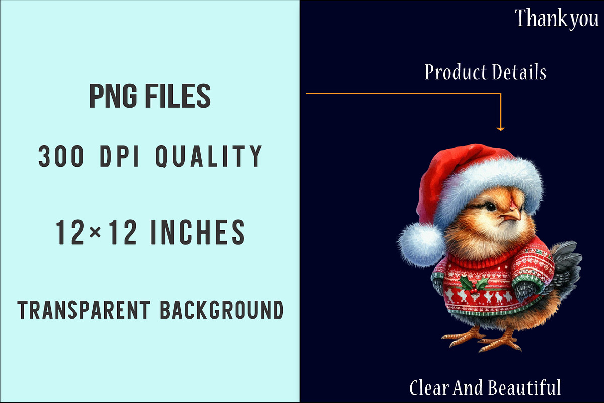 Christmas Chicken Watercolor Clipart, an Illustration by SinaCreation (Photo 6 of 7)