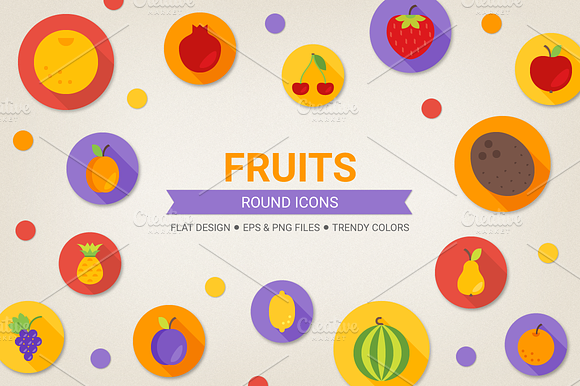 Round Fruits Icons