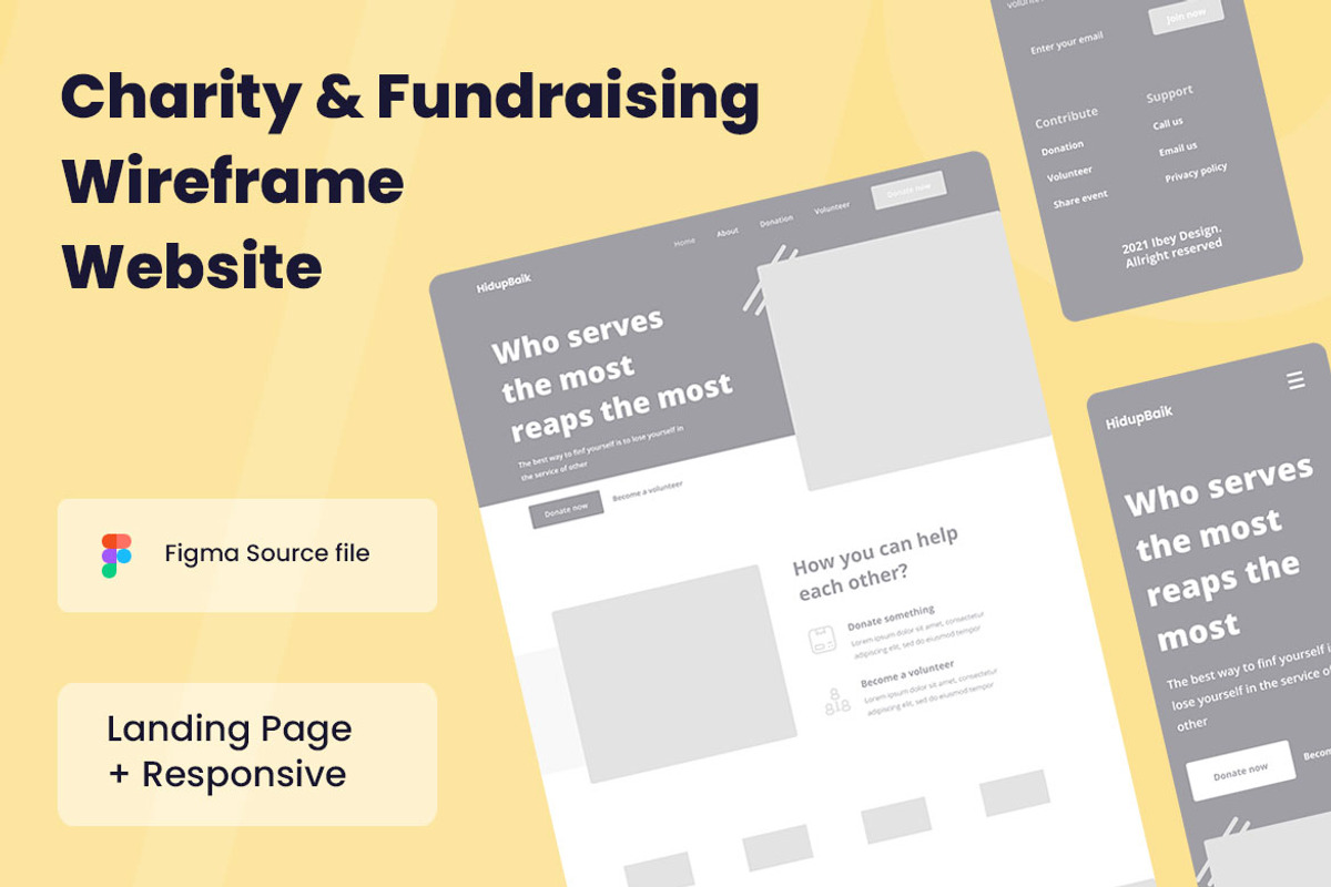 Charity Fundraising Wireframe, a Wireframe Template by INSPR STD (Photo 1 of 6)