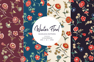 Floral Winter Seamless Pattern