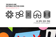 100 Neubrutalism Icons Vol. 2, an Outline Icon by Side Project (Thumbnail 1 of 10)