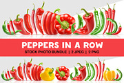 Peppers in a row, an Object Graphic by Fruits+Veggies (Thumbnail 1 of 3)