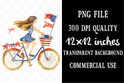 Watercolor 4th of July Girl Clipart, an Illustration by Designking (Thumbnail 4 of 5)