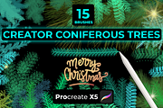 15 CONIFEROUS BRANCHES PROCREATE X5, a Brush Add-On by Graphics Resources (Thumbnail 1 of 8)