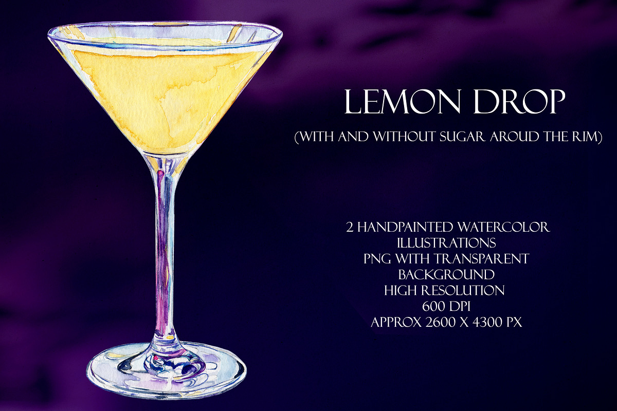 Lemon Drop Watercolor Cocktail, a Food Illustration by Olexandra Mur (Photo 1 of 4)