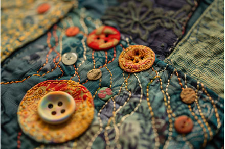 Colorful buttons and stitching, an Arts & Entertainment Photo by Ylivdesign