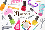 Watercolor Manicure Clipart, Nails, an Illustration by Paulaparaula (Thumbnail 1 of 4)