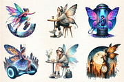 Urban Fairy Round Clipart Set, a Seasonal Illustration by DreamArtGraphic (Thumbnail 2 of 4)