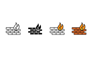 Firewall icon set displaying, a Technology Illustration by skripnikbb