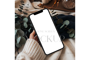 iPhone Mockup with Leaves & Lights, a Mockup by MockupWizard