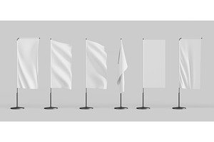 3d Render White Pennant Blank Wave