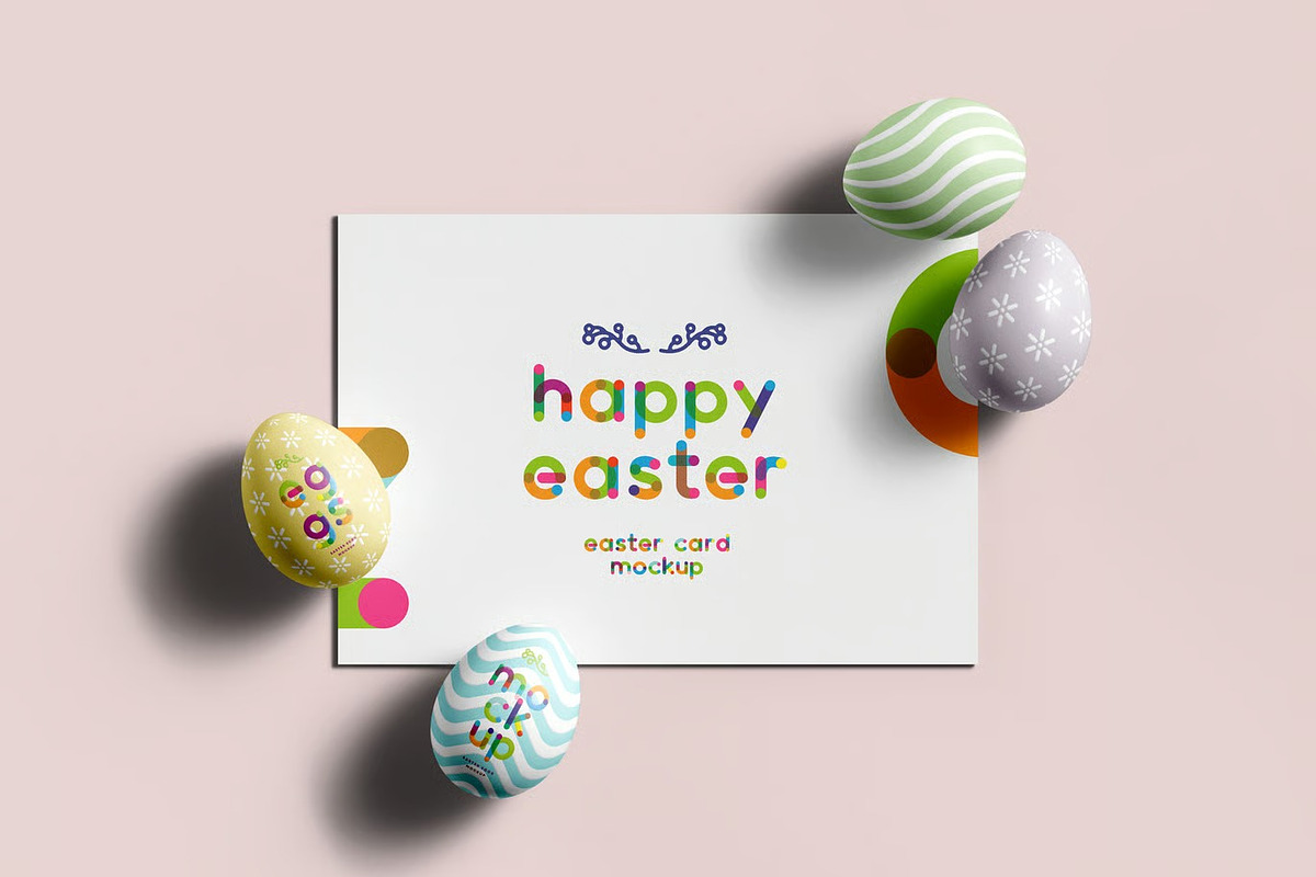 Easter Eggs & Card Mockup, an Advertising Mockup by zippypixelstudio (Photo 4 of 8)