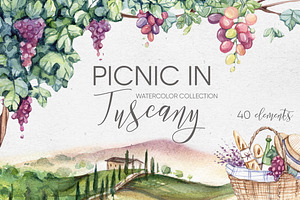 Watercolor Picnic in Tuscany