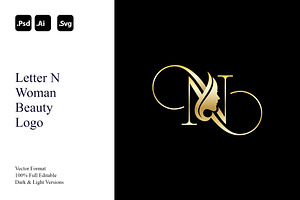 Letter N Woman Beauty Logo, a Branding & Logo Template by Luxury Logos