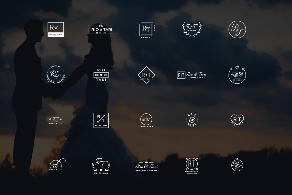 20 Minimalist Wedding Logos Vol1, a Branding & Logo Template by MockUpgrade (Photo 3 of 3)