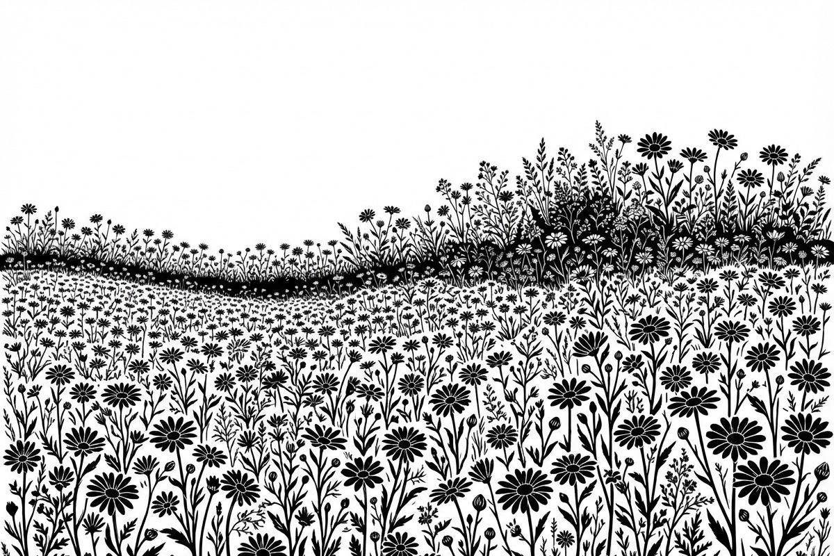 60 Daisy Flower Field Silhouette, a Seasonal Illustration by Amazin_art (Photo 4 of 35)