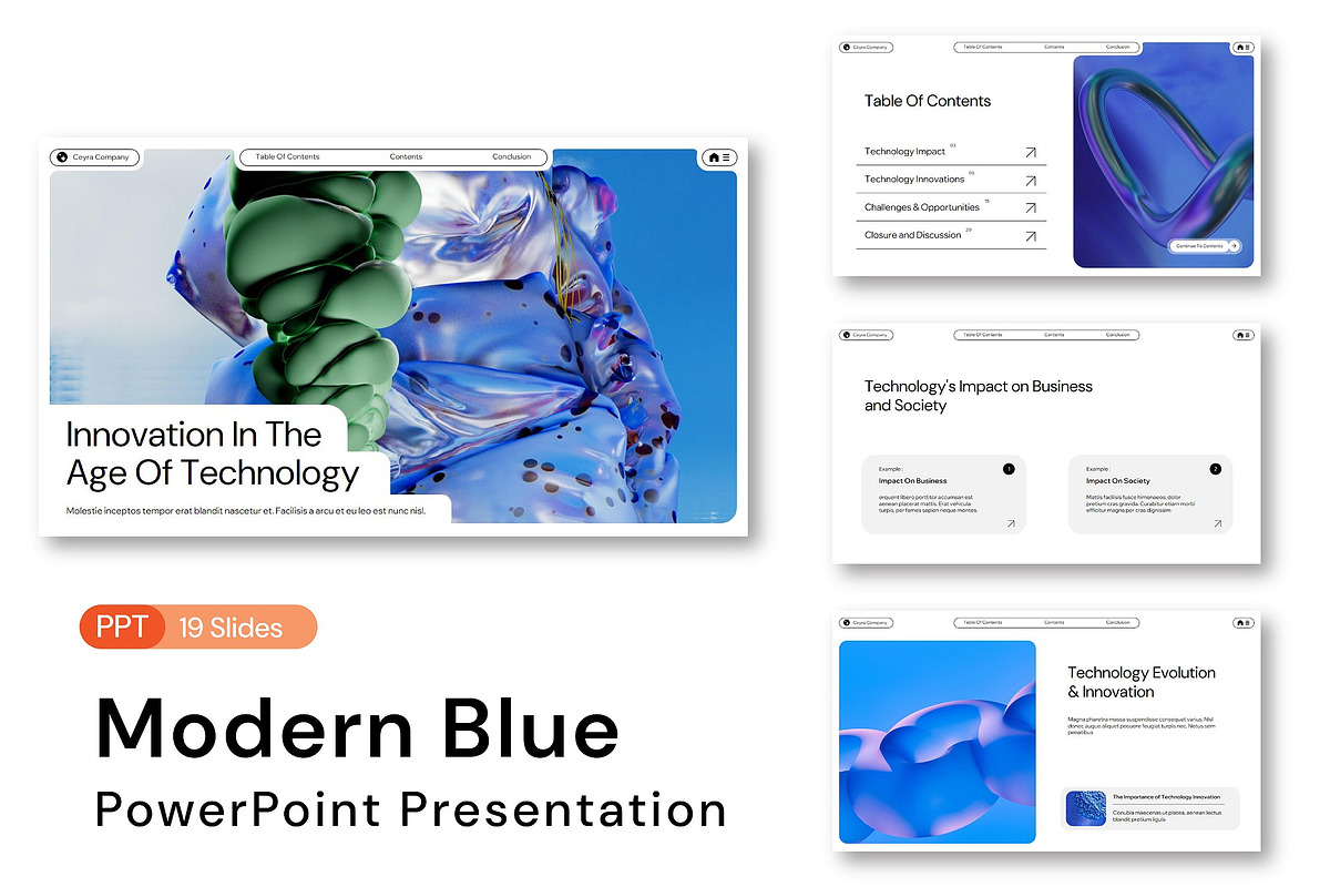 Modern Blue Powerpoint Template, a Presentation Template by Siska Arista (Photo 2 of 4)