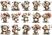 Quirky Spring Teddy Bear Clipart, an Illustration by OK Design (Thumbnail 3 of 6)